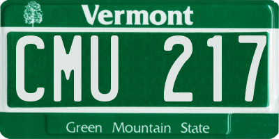 VT license plate CMU217