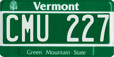 VT license plate CMU227
