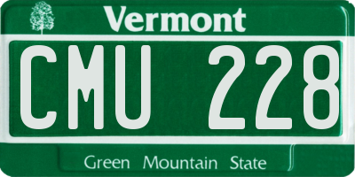 VT license plate CMU228