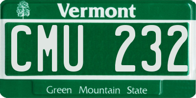 VT license plate CMU232