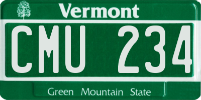 VT license plate CMU234