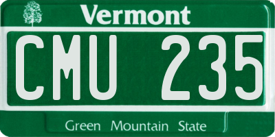 VT license plate CMU235