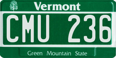 VT license plate CMU236