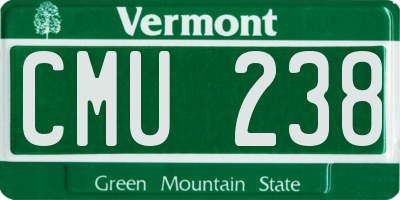 VT license plate CMU238