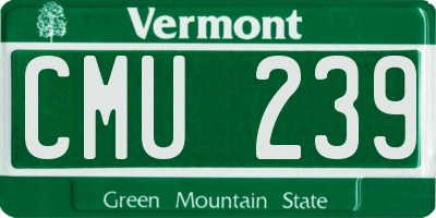 VT license plate CMU239