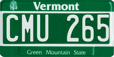 VT license plate CMU265