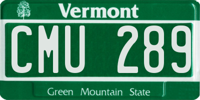 VT license plate CMU289