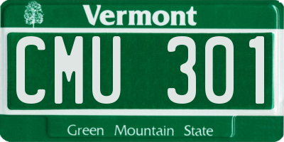 VT license plate CMU301
