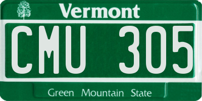 VT license plate CMU305