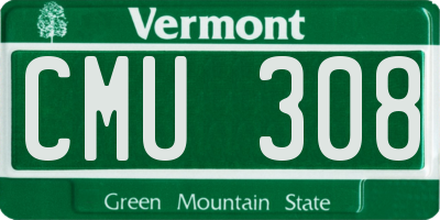 VT license plate CMU308