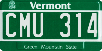VT license plate CMU314