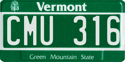 VT license plate CMU316
