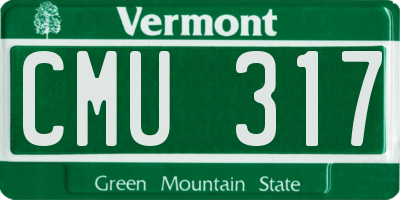 VT license plate CMU317