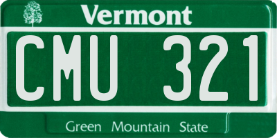 VT license plate CMU321