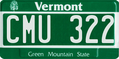 VT license plate CMU322