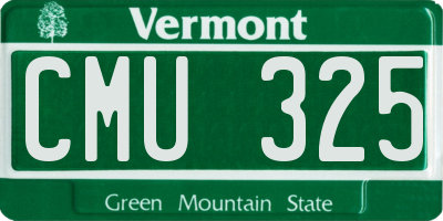 VT license plate CMU325