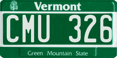 VT license plate CMU326