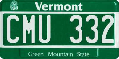VT license plate CMU332