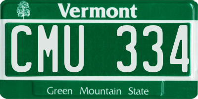VT license plate CMU334