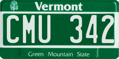 VT license plate CMU342
