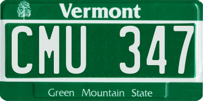 VT license plate CMU347