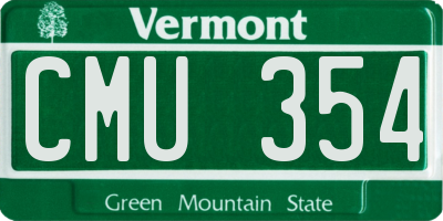 VT license plate CMU354