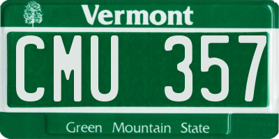 VT license plate CMU357