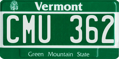 VT license plate CMU362