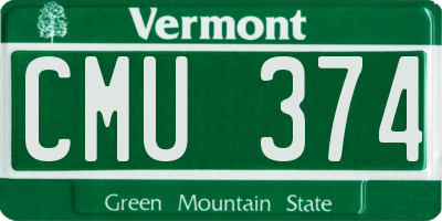 VT license plate CMU374
