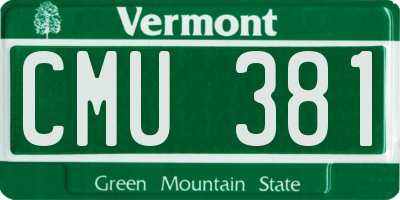 VT license plate CMU381
