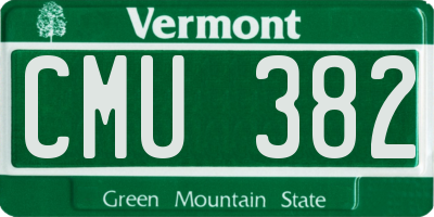 VT license plate CMU382