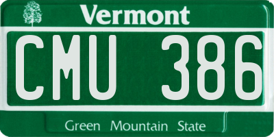 VT license plate CMU386