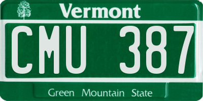 VT license plate CMU387