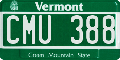 VT license plate CMU388