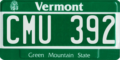 VT license plate CMU392