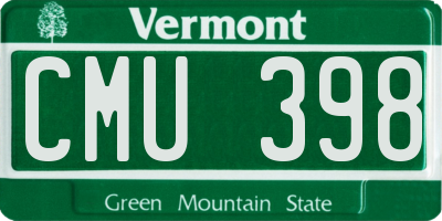 VT license plate CMU398