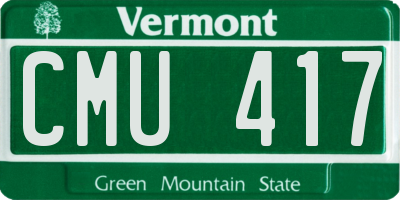 VT license plate CMU417