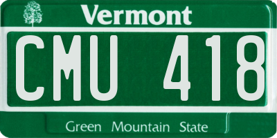 VT license plate CMU418