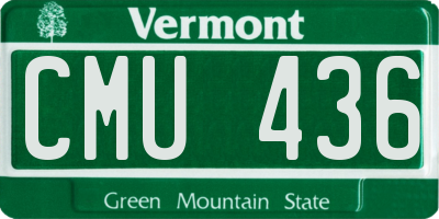 VT license plate CMU436