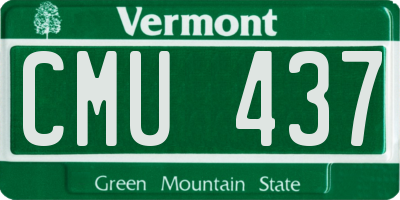 VT license plate CMU437