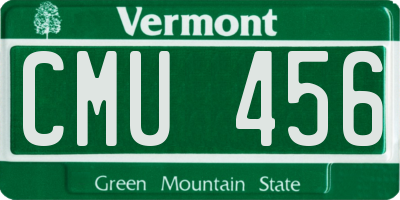 VT license plate CMU456