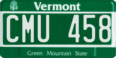 VT license plate CMU458
