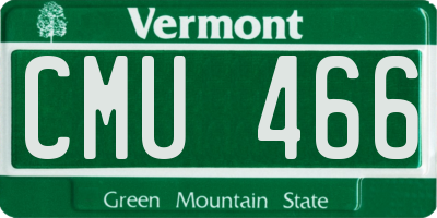 VT license plate CMU466