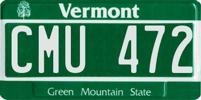 VT license plate CMU472