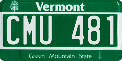 VT license plate CMU481