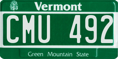 VT license plate CMU492