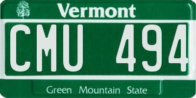 VT license plate CMU494