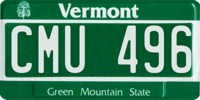 VT license plate CMU496