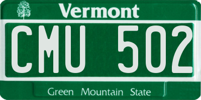 VT license plate CMU502