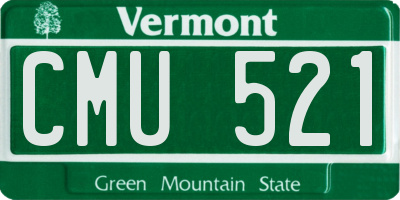 VT license plate CMU521